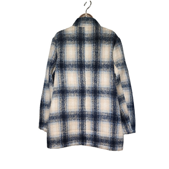JustFab Plaid Hooded Faux Wool Coat/Jacket. Blue Size XXL - Picture 3 of 12